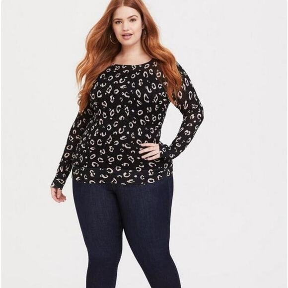 Torrid Leopard Cheetah Print‎ Lightweight Long Sleeve Pullover Tunic Sweater 2X - Picture 1 of 10